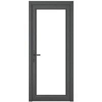Crystal Fully Glazed 1-Clear Light Right-Hand Opening Anthracite Grey uPVC Back Door 2090mm x 840mm (740KF)