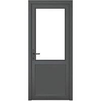 Crystal 1-Panel 1-Clear Light Right-Hand Opening Anthracite Grey uPVC Back Door 2090mm x 840mm (878KF)