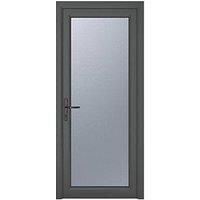 Crystal Fully Glazed 1-Obscure Light Right-Hand Opening Anthracite Grey uPVC Back Door 2090mm x 890mm (725KF)