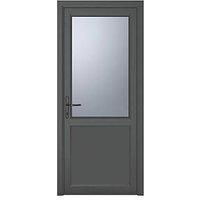 PVC Single Door Half Glass & Frame Right Hand Triple Tough Glazing By Crystal