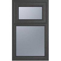 Crystal Top Opening Obscure Triple-Glazed Casement Anthracite on White uPVC Window 610mm x 965mm (304JM)