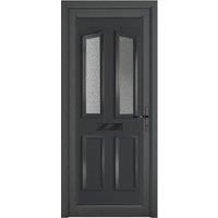 Crystal Upvc Front Door 4 Panel 2 Glass Kensington Grey White Left Hand 920 X 2090Mm Obscure Glass