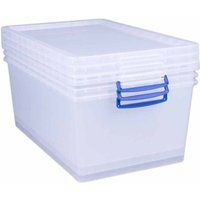 Really Useful Nestable Storage Box 62 Litre Pack of 3, Clear