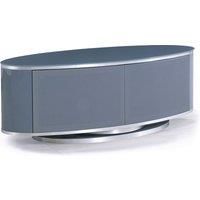 MDA Designs LUNA Grey Oval Cabinet with Oak Profiles & Grey BeamThru Glass Doors Suitable for Flat Screen TVs upto 52”