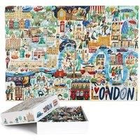 1000 Piece Jigsaw Puzzles for Adults - London Illustrated Theme - Adults and Children Jigsaw Puzzle London With Queen Elizabeth II And King Charles III - 100% Recycled Family Fun Puzzle by bopster