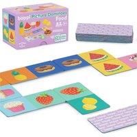 boppi Dominoes Set Picture Game for Toddlers - Colourful Food Themed Montessori/STEM Dominoes For Children - Games for 3 Year Olds and Up