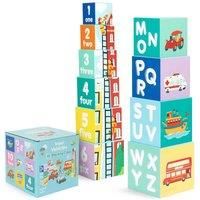 Stacking Blocks Cubes with Letters and Numbers Cars Vehicles Toddler Toy boppi