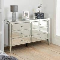 Birlea Valencia Mirrored 6 Drawer Bevelled Mirror Chest Crystal Handle