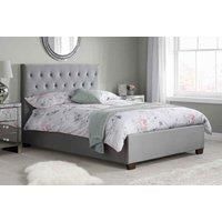 Cologne Upholstered Headboard Bed Frame 135cm 4FT6 Grey Fabric Double