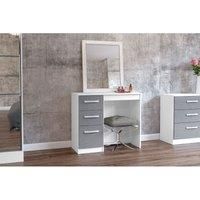 Birlea Lynx 3 Drawer Dressing Table High Gloss, White and Grey