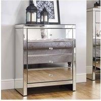 Mirrored Chest of Drawers Birlea Seville 4 Drawer Bevelled Mirror Crystal Handle