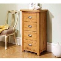 Woburn Oak 4 Drawer Narrow Chest Brown