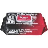 UltraGrime PRO Power Scrub Cleaning Wet Wipes - Big Size Professional Disposable Wipes - Tougher Multi-Purpose Heavy-Duty Textured Scrubbing Cloths (80 Thick Large Wipes)