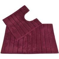Ribbed Design Bath Mat Set Bath & Pedestal Toilet Mat 2pc 100% Super Soft Cotton