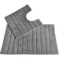 2 Piece Bath Mat Pedestal Set 100% Cotton Ribbed Bath Toilet Bathroom Mats