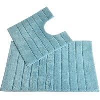 2 Piece Bath Mat Pedestal Set 100% Cotton Ribbed Bath Toilet Bathroom Mats