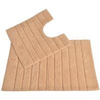 Allure Bath Fashions Linear Rib Two Piece Bath Mat and Pedestal Set 100% Cotton, Bathmat 50cm x 80cm, Pedestal Mat 50cm x 50cm - Fully Guaranteed