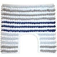 Allure Soft Stripe Bobble Merlin Toilet Pedestal Mat 50 x 50cm Bathroom 2200gsm