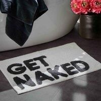 Mooky Mats Get Naked Bath Mat Non-Slip 50 x 80cm - Tufted Slogan Bathroom Rug (White/Black)