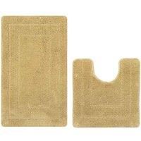 2pc Bath Mat & Toilet Pedestal Set Non-Slip Supersoft Microfibre Bathroom Luxury