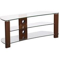 TNW Vision Curve 1000 Walnut and Clear Glass TV Stand
