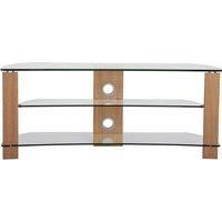 TNW Vision Curve 1200 Oak and Clear Glass TV Stand
