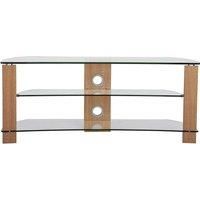 TTAP L640 1000 3O Vision Curve 1000mm TV Stand in Light Oak Clear Glas