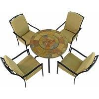 Byron Manor Bayfield Firepit 89Cm Table With 4 Ascot Deluxe Chairs Set