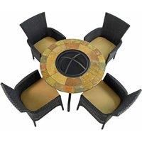 Byron Manor Bayfield Firepit 89Cm Table With 4 Stockholm Black Chairs Set