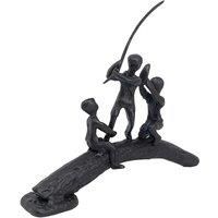 UNIQUE "BOYS ON A LOG" INDOOR ORNAMENT, CAST IRON in MOCHA BROWN COLOUR, AI/345