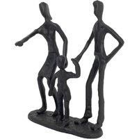 UNIQUE "FAMILY OF 3 OUTING" INDOOR ORNAMENT, CAST IRON in MOCHA BROWN, AI/351