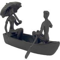 UNIQUE "ROMANTIC BOAT TRIP" INDOOR ORNAMENT, CAST IRON in MOCHA BROWN, AI/374