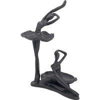 Elur Ballet Pair Iron Figurine 20cm, Cast, Mocha, 21 x 15 x 9.5 cm