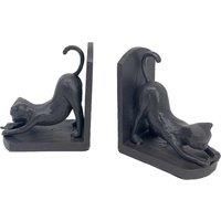 Europa Cat Elur Iron Book Ends 13cm Mocha
