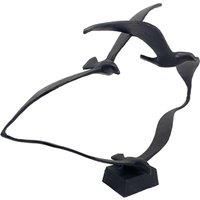 UNIQUE "SEAGULLS IN FLIGHT" INDOOR ORNAMENT, CAST IRON in MOCHA BROWN, AI/411