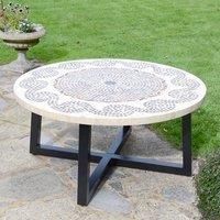 Byron Manor Avignon Garden Coffee Table, Marble Stone, Beige, Gold, Dark Brown, 110cm
