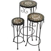 SET of 3 LOVELY "BRAVA" TALL ROUND MOSAIC PLANT STANDS, BARGAIN PRICE, SM/491