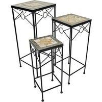 SET of 3 LOVELY "BRAVA" TALL SQUARE MOSAIC PLANT STANDS, BARGAIN PRICE, SM/494