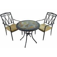 TOBARRA 76cm BISTRO TABLE & 2 ASCOT CHAIRS, EXCLUSIVE GARDEN, ZE/0TOBR7-02ASCC