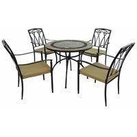 Exclusive Garden Villena 91cm Patio Table with 4 Ascot Chairs Set
