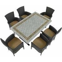 Byron Manor Burlington Dining Table With 6 Stockholm Brown Chairs Set
