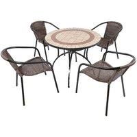 Exclusive Garden HENLEY 91cm Patio Table with 4 SAN REMO Chair Set