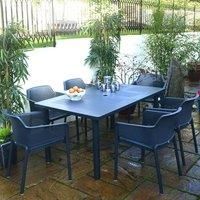 Nardi Libeccio Dining Table With 6 Net Chair Set Anthracite
