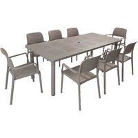 Nardi LIBECCIO Dining Table with 8 BORA Chair Set Turtle Dove Turt