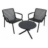 Nardi Step Low Table With 2 Doga Relax Chair Set Anthracite, Grey