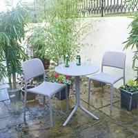Nardi Bistro Garden Set with Step Table and 2 Bora Bistrot Chairs - Turtle Dove Grey