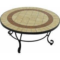 Exclusive Garden Henley Garden Coffee Table, Ceramic Tile, Brown, Beige, 91cm