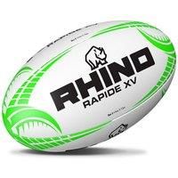 Rhino Rapide XV Rugby Ball, White/Green, Size 3