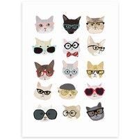 East End Prints Cats in Glasses Print