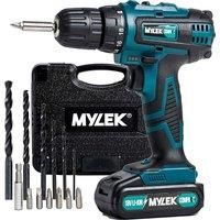 Mylek Cordless Drill 18V Driver Screwdriver DIY Kit Set Combi Lithium Ion